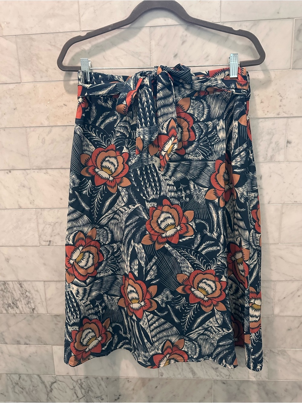 Roolee Floral Tie-Waist A-Line Skirt